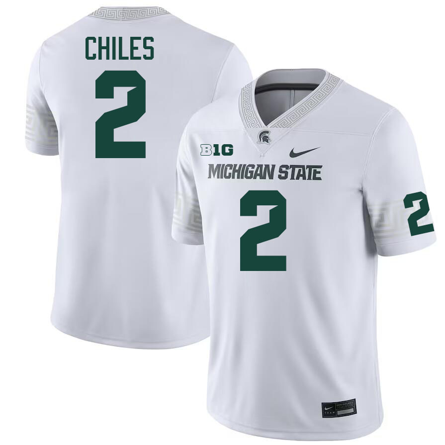 Michigan State Spartans #2 Aidan Chiles College Football Jerseys Stitched-White